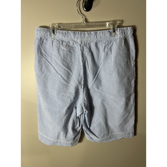 Vintage Cotton Brand Seersucker Shorts Striped Pleated Coastal Beachy Large - Picture 2 of 13